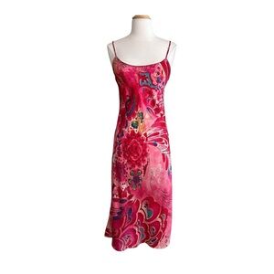 NATORI Watercolor Floral Slip Dress Artsy Boho Y2K Glam